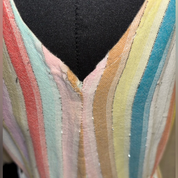 Rainbow Stripe & Metallic Silver Lurex Sleeveless Dress - Picture 8 of 10